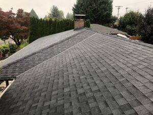 dark grey architectural roofing shingles on a new roof