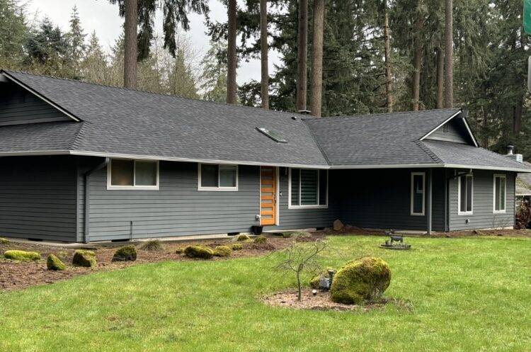 a new asphalt shingle roof on a house